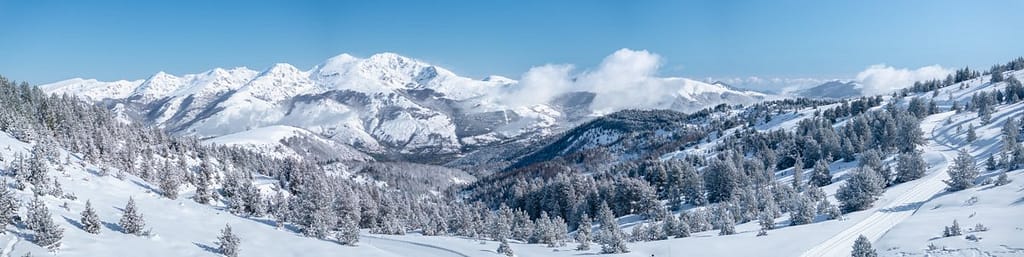 Drone panorama Plateau de Beille in de Pyreneeën