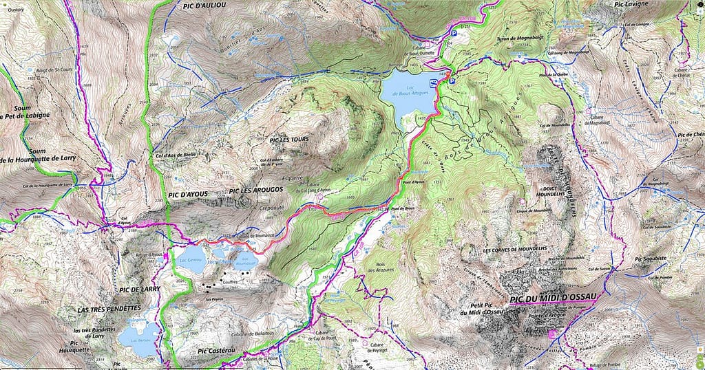 Kaart Lacs d'Ayous