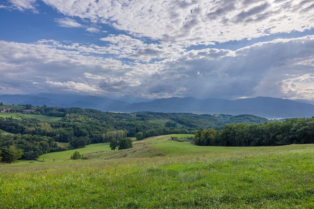 Uitzicht op de Pyreneeën vanaf de D303