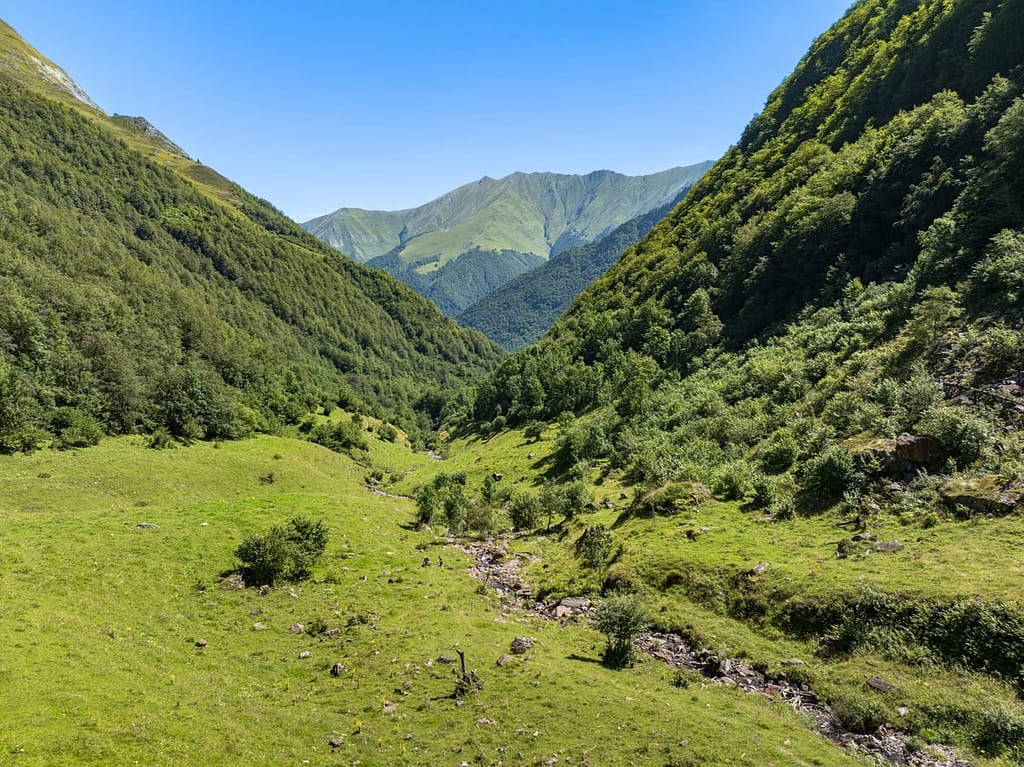 Pyreneeën bij Port de Salau in de Ariège. Drone foto.